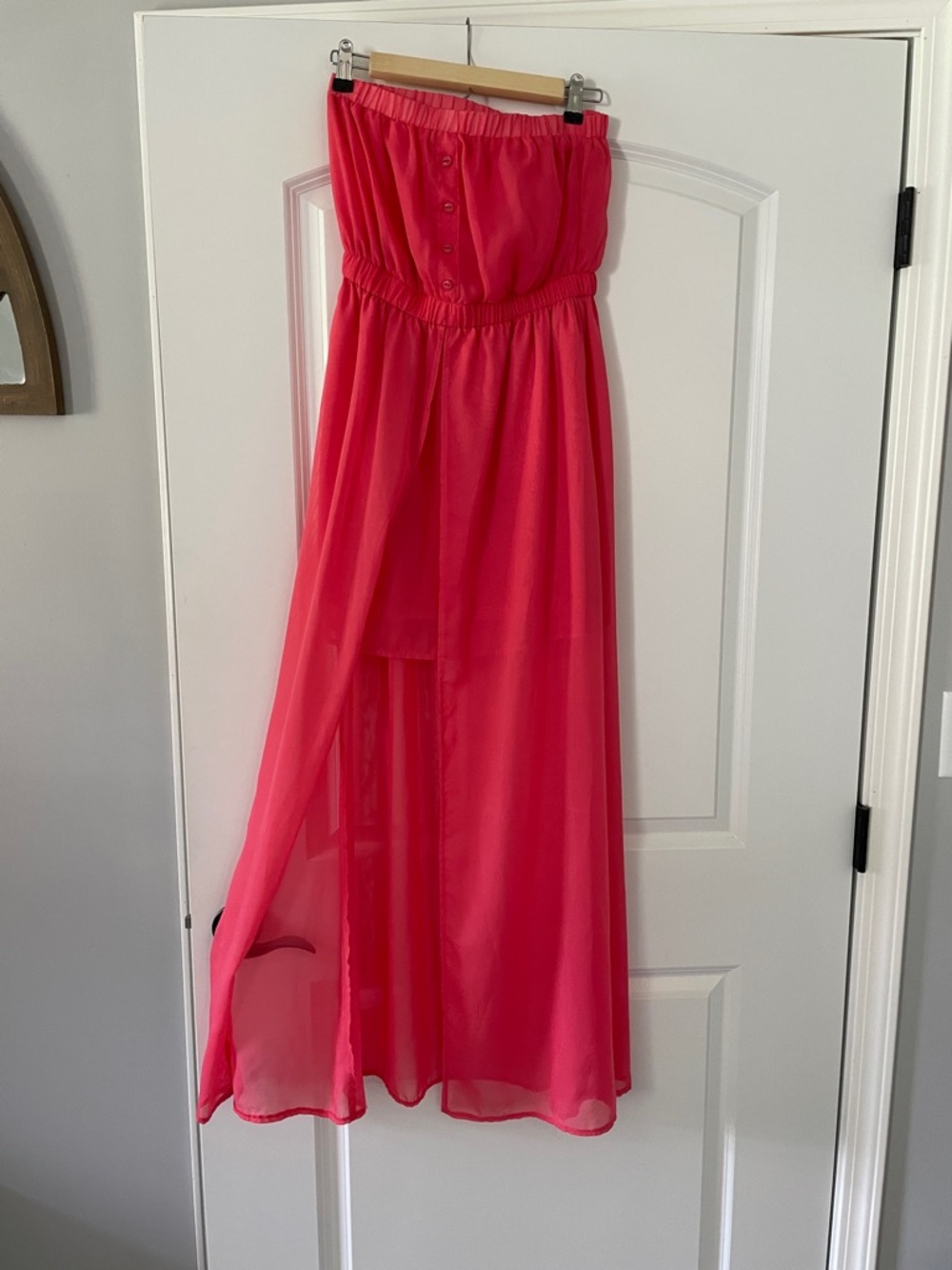 Body Central Coral Pink Strapless Maxi